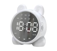 Mini Enceinte Bluetooth Miroir Horloge Carte avec Radio FM et Alarme Lumièree Blanc YONIS Blanc