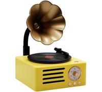Mini Enceinte Bluetooth Rétro Vinyle Multifonction Sans Fil Lecture SD AUX FM Jaune