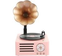 Mini Enceinte Bluetooth Rétro Vinyle Multifonction Sans Fil Lecture SD AUX FM Rose