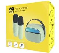 WE Mini enceinte karaoké Kids – sans fil LED Bluetooth 5.4 rechargeable, 2 micros, poignée, Vert