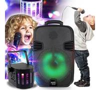 Mini Enceinte pour enfant Amplifié Mobile KARAOKE KoolStar 100W, USB Bluetooth, Micro - LED RVB, Jeu de lumière à LED inclus