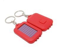 Mini Énergie Solaire 3 LED Light Keychain Porte-clés Lampe Torche Lampe de Poche, d'urgence 3 Lampe Torche LED Lampe de Poche Porte-clés Keychain Lampe Solaire, Red