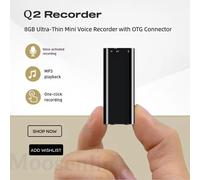 Mini enregistreur vocal Ultra-mince, 8 go/16 go, numérique, qualité professionnelle, Activation vocale, réduction du bruit, enregistrement, lecteur MP3 noir