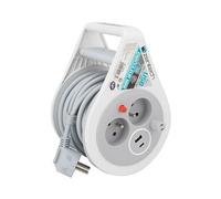 Zenitech - Mini enrouleur 2 prises 2P+T + 2 USB - 7m - Gris gris G