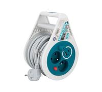 Mini enrouleur 2 prises P+T + 2 USB - 7m - Bleu - Zenitech