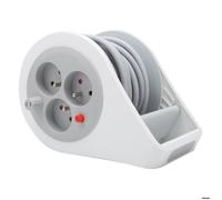 Mini Enrouleur Design 3 Prises 2P+T - 7m - Gris - Zenitech