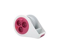 - Mini enrouleur design 3 prises 2P+T - 7m Rose