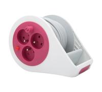 Mini enrouleur design 3 prises 2P+T - 7m Rose - Zenitech