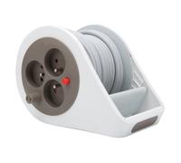 Mini Enrouleur Design 3 Prises 2P+T - 7m Taupe - Zenitech