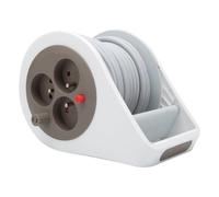 Zenitech Mini enrouleur design 3 prises 2P+T 7 m Taupe