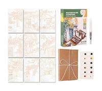 Mini ensemble d'aquarelle - Cahier d'exercices d'aquarelle pour débutants - Kit de peinture d'extérieur, pour artistes débutants, adultes, croquis, journal en plein air, bureau de famille