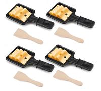 Mini Ensemble de 4 PoêLes à Raclette au Fromage, PoêLons CarréS, Avec 4 Spatules en Bois pour la Grille éLectrique Universelle, Adapté pour Griller du Fromage, des œufs