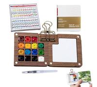 Mini ensemble de peinture aquarelle avec livre d'images, mini aquarelles de voyage avec 12/24 peintures de couleur, kit de collection de palette d'aquarelles de poche pour peintre, artiste, étudiant