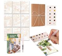 Mini ensemble de voyage aquarelle - Kit de peinture portable pour journal, famille, bureau, voyage, extérieur, adultes, artistes débutants