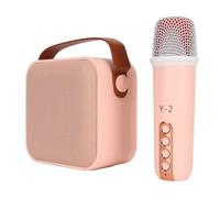 Mini Ensemble Karaoké Bluetooth 5.3, Enceinte sans Fil avec 1 Micro | Couleur Argent, Micro sans fil inclus, Pour soirée en famille