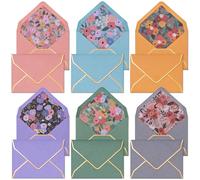 Mini Enveloppes, Lot de 60 Petites Enveloppes pour Cartes Cadeaux, Cartes de Visite et Messages, Colorées avec Intérieur Fleuri, Collection Softbloom Tapestry, 6 Couleurs, 9,4 x 6,9 cm