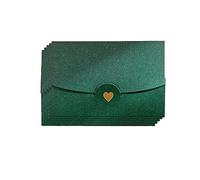 Mini Enveloppes Mignon, 50 Pièces, Vert, avec Boucle en Forme de Cœur, pour Les Invitations, Les Mariages, Les Cartes-Cadeaux DIY, Noël et La Saint-Valentin