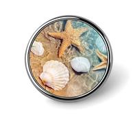 Mini épinglette ronde de 2,5 cm, étoile de mer sur la plage, durable et légère, en alliage d'aluminium, élégante broche pour veste, chapeau, chemise, sac