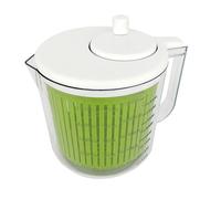 BAUMALU - Mini essoreuse à salade compacte, en plastique robuste, avec manivelle ergonomique, couvercle transparent, idéale pour petites cuisines et préparations rapides, 2,5 litres, blanc transparent
