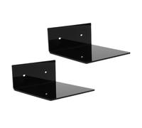 Mini étagère Murale Flottante en Acrylique, 2 Pièces, 6 Pouces, avec Adhésif, pour Afficher des Objets de Collection dans Le Bureau ou la Salle de Bain (Black)