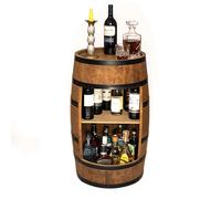 Mini étagère ronde en forme de tonneau de vin - Avec alcool - Étagère à bouteilles en bois - Décoration - Baril en bois - Pour bar - Meubles de salon - Peut être utilisée comme étagère à vin