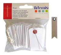 Mini étiquettes blanches 3 x 5,5 cm avec fil métal + 20 étiquettes kraft Fanion Blanc