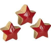 Mini étoiles en bois rouge Bois de mangue Deko Noël 9 pcs