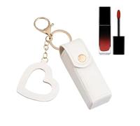Mini Étui À Rouge À Lèvres - Cuir PU 9x3 cm | Mini Étui À Rouge À Lèvres, Portable Lipstick Holder with Heart Pendant, Compact Waterproof Makeup Case, Keychain Cosmetic Bag for