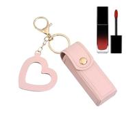 Mini Étui À Rouge À Lèvres - Cuir PU 9x3 cm | Mini Étui À Rouge À Lèvres, Portable Lipstick Holder with Heart Pendant, Compact Waterproof Makeup Case, Keychain Cosmetic Bag for