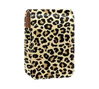 Mini étui à rouge à lèvres portable avec miroir pour les voyages, motif léopard, multicolore, 9.5x2x7 cm/3.7x0.8x2.7 in