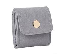 Mini étui de rangement de bijoux de voyage avec fermeture à bouton et sections séparées pour boucles d'oreilles, bagues, colliers - Convient aux espaces restreints (gris)