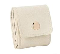 Mini étui de rangement de bijoux de voyage avec fermeture à bouton et sections séparées pour boucles d'oreilles, bagues, colliers - Convient aux espaces restreints (blanc)