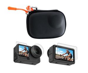 Mini étui de rangement pour DJI Osmo Action 6 - Sac de transport pour appareil photo - Étanche - Portable - Pour caméra Action 6, Coque avec 1 protection d'écran en verre trempé, Mini étui de