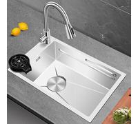 Mini Evier Cuisine en Inox, Évier de Bar Moderne à Montage LatéRal avec Robinet, for Buanderie, Balcon et Jardin