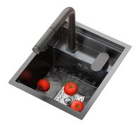 Mini-évier de bar en acier inoxydable pour cuisine, design multifonctionnel et peu encombrant, idéal pour les appartements, les bars et les petits comptoirs. Comprend un système de siphon et un robin