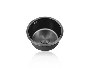 Mini éVier de Cuisine 1 Bac Rond Noir,Petit Evier Cuisine en Inox,lavabo cuisin pour Caravane,Camping Car,FaçOns D'Installer Sur Le Plan et Sous Plan (Ø 28cm)
