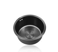 Mini évier de cuisine rond en acier inoxydable 304, petit évier simple, évier noir avec trop-plein pour camping-car, bar, restaurant, montage sous plan et sur plan (Ø 28 cm)