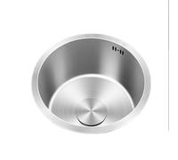 Mini évier de cuisine rond en acier inoxydable - 32 cm bol simple avec trop-plein et égouttoir comprend un kit de vidage complet, options de montage sous et sur le dessus, parfait pour les petits