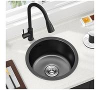 Mini Évier De Cuisine Rond En Acier Inoxydable Bassin Rond Avec Raccord De Tuyau De Vidange 32cm De Diamètre Cuisine Bain Appareils Cuisine Évier Accessoires(noir,36x36cm)