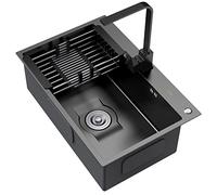Mini évier rond sous comptoir en acier inoxydable 304 noir 60 x 45 x 22 cm design compact pour cuisine bar ou salle de bain durable et élégant installation facile