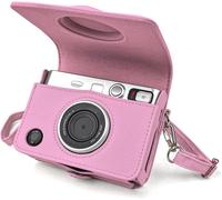 Mini Evo Camera Case,Vintage PU Leather Protective Case for Instant Camera,Pink,Horizontal