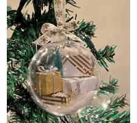 Mini Express Box Ornaments,Personalized Christmas Express Balls Ornament,Clear Ball Ornament for Christmas Tree,Mini Christmas Halloween Ornaments,Home Christmas Tree Decorations (Gold Box)