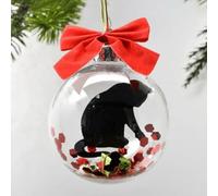 Mini Express Box Ornaments,Personalized Christmas Express Balls Ornament,Clear Ball Ornament for Christmas Tree,Mini Christmas Halloween Ornaments,Home Christmas Tree Decorations (Black Cat)