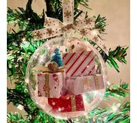 Mini Express Box Ornaments,Personalized Christmas Express Balls Ornament,Clear Ball Ornament for Christmas Tree,Mini Christmas Halloween Ornaments,Home Christmas Tree Decorations (Red White Box)