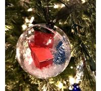 Mini Express Box Ornaments,Personalized Christmas Express Balls Ornament,Clear Ball Ornament for Christmas Tree,Mini Christmas Halloween Ornaments,Home Christmas Tree Decorations (Red Box)