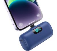 Mini External Battery For Iphone 5000mah, Upgrade 15w Pd 3.0a Fast Charging, Compact And Lightweight Power Bank Lcd Screen Portable Charger Compatible With Iphone 14/14 Pro /13/12/11/X/8/7/6 - Blue