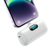 Mini External Battery For Iphone 5000mah, Upgrade 15w Pd 3.0a Fast Charging, Compact And Lightweight Power Bank Lcd Screen Portable Charger Compatible With Iphone 14/14 Pro /13/12/11/X/8/7/6 -White