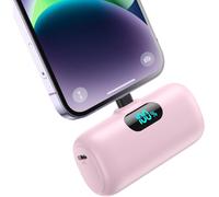 Mini External Battery For Iphone 5000mah, Upgrade 15w Pd 3.0a Fast Charging, Compact And Lightweight Power Bank Lcd Screen Portable Charger Compatible With Iphone 14/14 Pro /13/12/11/X/8/7/6 - Pink