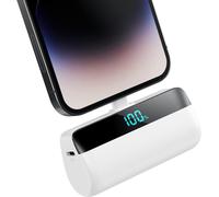 Mini External Battery For Iphone 5200mah, Power Bank Quick Charge 20w Pd External Charger Ultra-Compact With Led Display, Portable Charger Compatible With Iphone 14/14 Plus/13/12/11/Xs/8/7-White