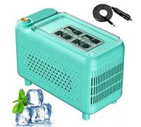 Mini fabrique de glaçons, machine à glaçons, glaçons carrés épais 8/12, avec cordon d'alimentation pour voiture pour utilisation à la maison, au bureau, en dortoir, en camping, en camping-car green 8